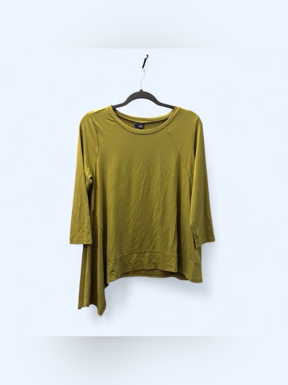 Lisa Bayne Lagenlook Asymmetrical Top Green Long Sleeve Tunic Petite Medium PM - Picture 2 of 5
